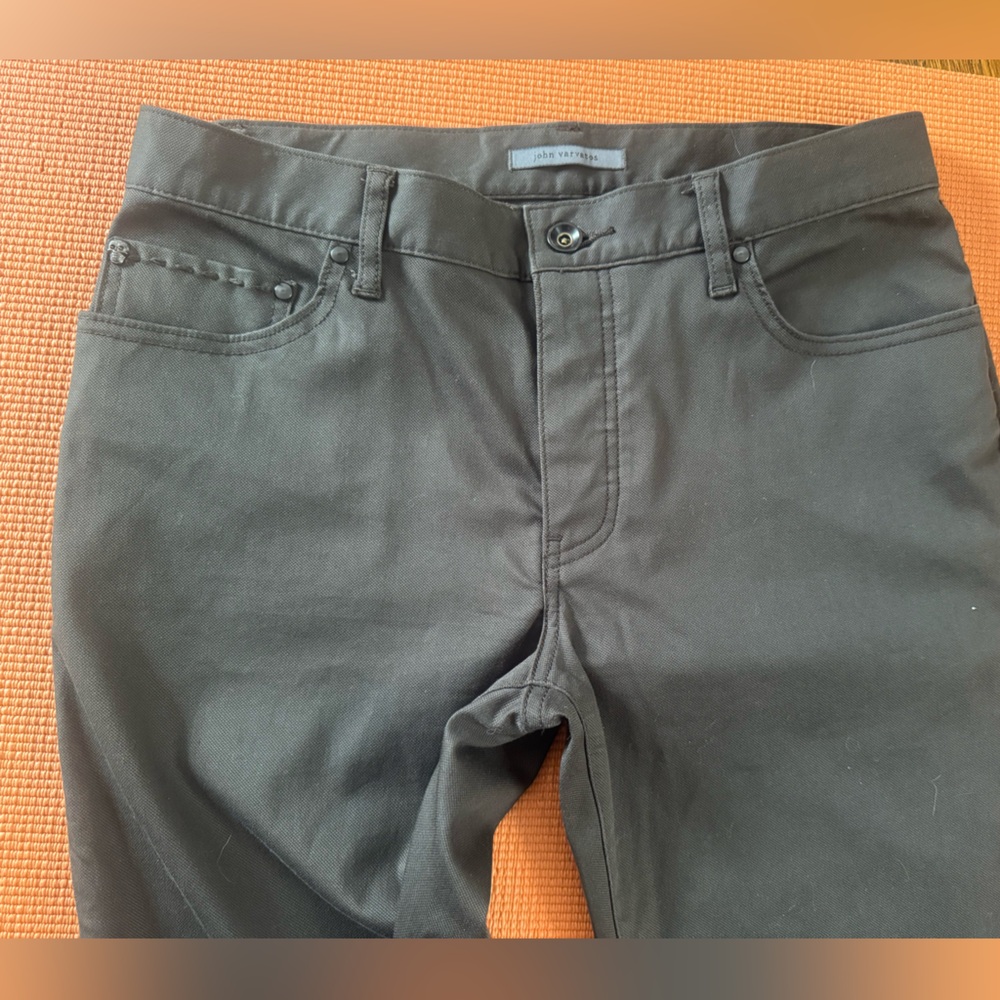 John Varvatos Pick Stitch Skull Collection Olive Button Fly Pants slim fit 32